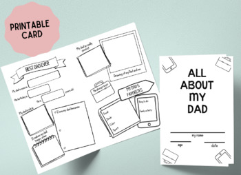 Preview of All About My Dad Fill In Brochure | Father's Day, Christmas Card, Birthday