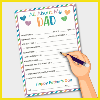 All About My Dad Questionnaire: Fathers Day Interview & Questionaire ...