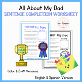 All About My Dad - Sentence Completion Worksheet