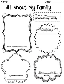 All About My Family Worksheet by Sue Twisselmann Creations TPT