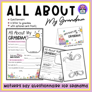 Preview of All About My Grandma | Mother's Day Questionnaire and Card for Grandma