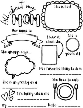 All About My Mom - Mother's Day Activity by Carissa Noyes | TPT