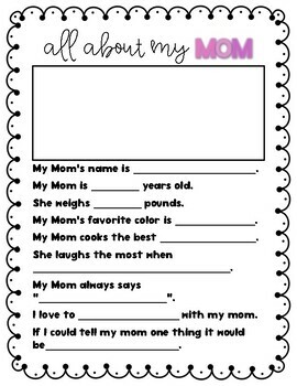 All About My Mom Questionnaire by A W | TPT