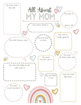 Preview of All About My Mom Questionnaire for Mothers Day! All About My Mom Interview!