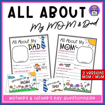 Preview of All About My Mom and Dad Questionnaire Survey | Father's Day Mother's Day Bundle