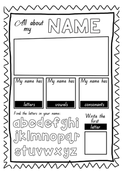 all about my name worksheet by creative miss amy tpt