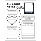 All About My Pet Printable, Writing About Pets, Write Abou