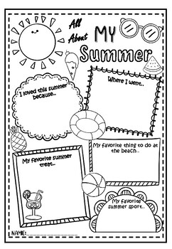 All About My Summer Poster: A Back to School by Sirin | TPT