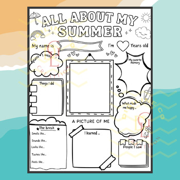 Preview of All About My Summer Trip Back to School Interview writing craft Activity primary