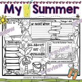All About My Summer-1 ❤️Writing Prompts /Back to School Ic