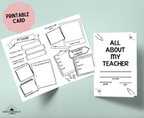 All About My Teacher Fill In Brochure | Back To School Nig