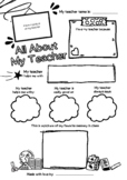 All About My Teacher, Teacher Appreciation Printable