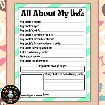 All About My Uncle | Father's Day Gift | Printable All About Uncle ...