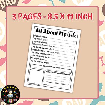 All About My Uncle Father s Day Gift Printable All About Uncle