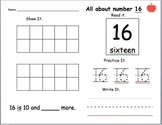 All About Numbers 11-19 Homework/ Practice/ Worksheets