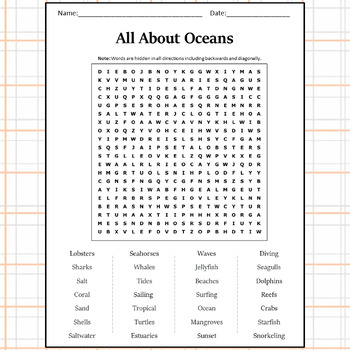 All About Oceans Word Search Puzzle Worksheet Activity by Word Search ...