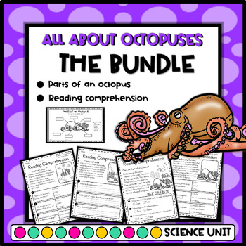 Preview of All About Octopus Facts - Reading Comprehension and Parts of an Octopus