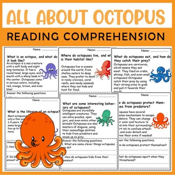 Preview of All About Octopus | Octopus Life Cycle | Science Reading Comprehensions