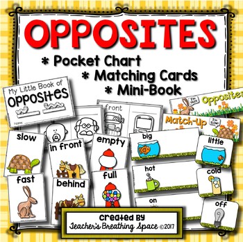 Preview of All About Opposites  |  Matching Cards, Pocket Chart Set and Opposites Book