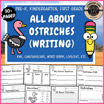 Preview of All About Ostriches Writing Nonfiction Ostriches Unit PreK Kindergarten First TK