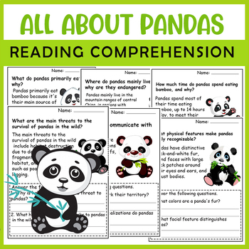 Preview of All About Panda | Panda life cycle worksheets | Science Reading Comprehensions