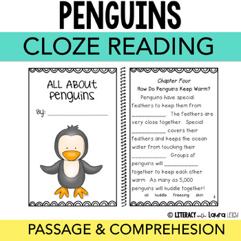 Preview of Penguins Cloze Reading Passages with Quick Reading Comprehension Assessment