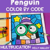 Penguin Color by Number Winter December Coloring Pages She