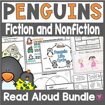 Preview of Penguins Winter Reading & Science Nonfiction & Fiction Activities K-1st Grade