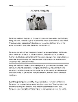 All About Penguins text and sequencing by Easter West Shop | TPT