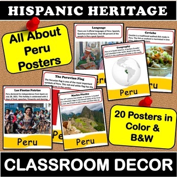 Preview of All About Peru Posters Hispanic Heritage | Classroom Decor Spanish