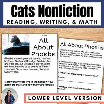 Preview of Animals Nonfiction Reading Comprehension Passages and Activities About Cats