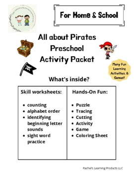 Preview of All About Pirates Preschool Activity Packet