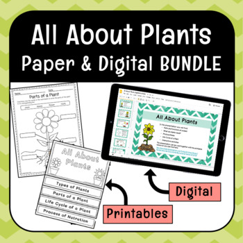 Preview of All About Plants BUNDLE - Printable Worksheets & Google Slides Lesson