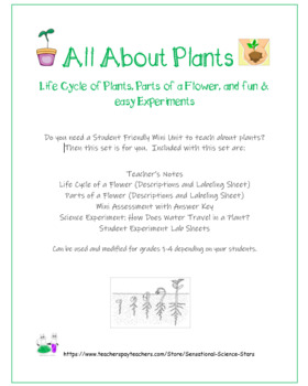 Preview of All About Plants Mini Unit