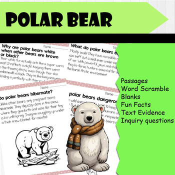 Preview of All About Polar Bear | Arctic Science Reading Comprehensions, Fun Facts, Qs&As