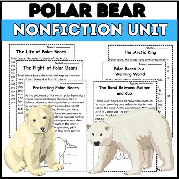 Preview of All About Polar Bear Nonfiction Reading Comprehension Passages