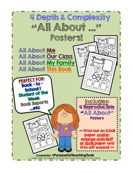 Preview of All About Posters with D&C Icons - {Me, Family, Class, and Book}