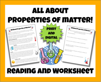 Preview of All About Properties of Matter! Reading and Worksheet (print and digital)