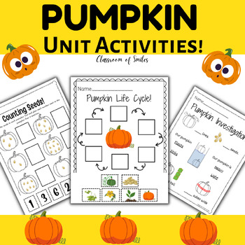 Preview of All About Pumpkin Unit Activities - ELA Math - Halloween October Fall Life Cycle