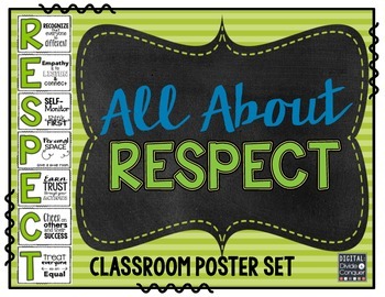 Preview of All About RESPECT! Classroom Poster Set with Strategies for School