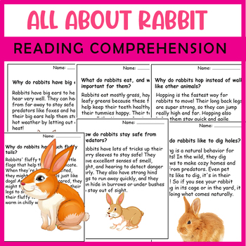 Preview of All About Rabbit | Rabbit life cycle | Science Reading Comprehensions