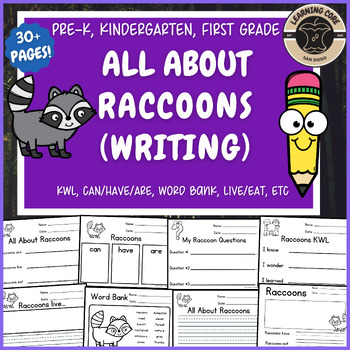 Preview of All About Raccoons Writing Nonfiction Animal Unit PreK Kindergarten First TK UTK
