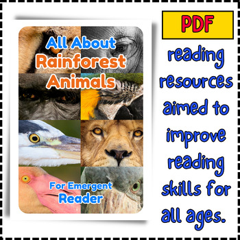 Preview of Rainforest Animal Emergent early reader ebook Kindergarten reading comprehension