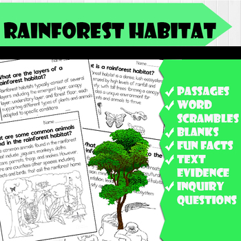 Preview of All About Rainforest Habitat | Science Reading Comprehensions, and Worksheets