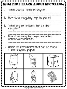 All About Recycling- Printable Activity Book by TeachesThirdinGeorgia