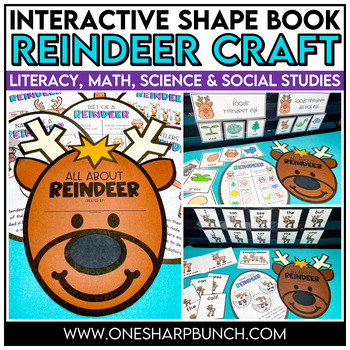 Preview of All About Reindeer Craft, Reindeer Math & Literacy, Christmas Craft & Activities