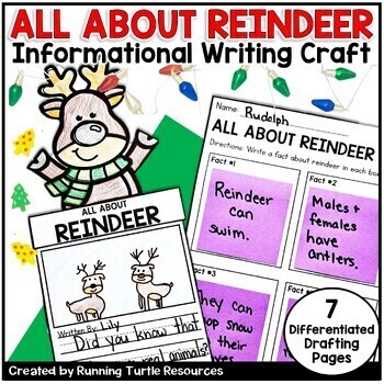 Preview of All About Reindeer Informational Writing Craft, December Bulletin Board Activity