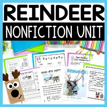 Preview of All About Reindeer Unit - Reindeer Crafts, Writing, Nonfiction Texts & More