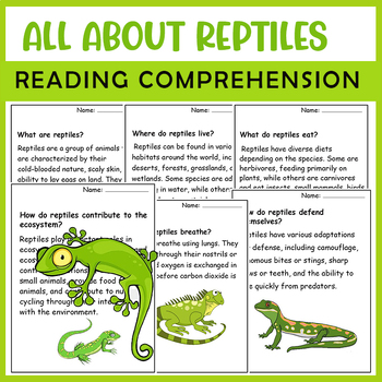 Preview of All About Reptiles| Reptiles life cycle | Science Reading Comprehensions