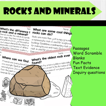 Preview of All About Rock and Minerals | Science Reading Comprehensions, Fun Facts, Qs & As